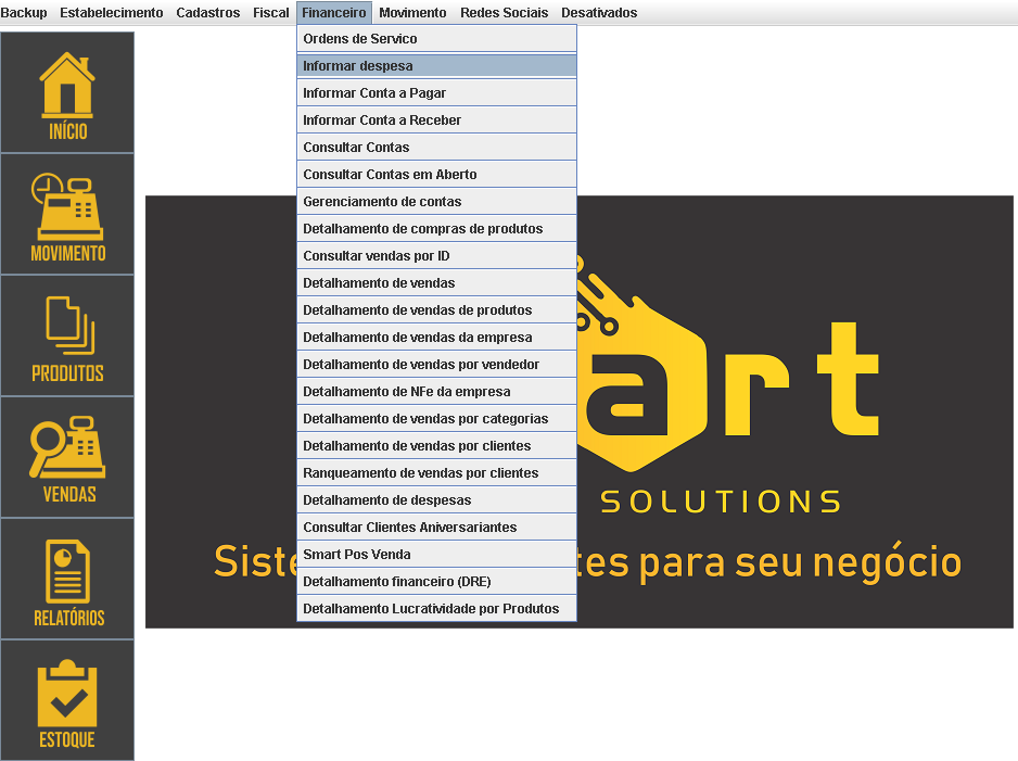 Cadastro de despesas