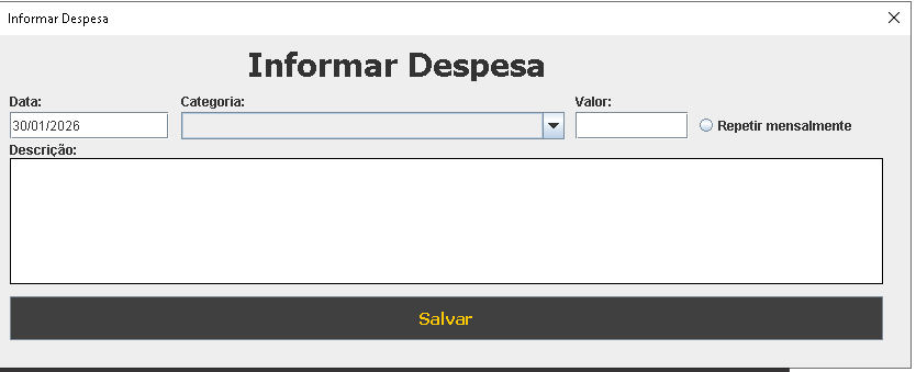 Cadastro de despesas
